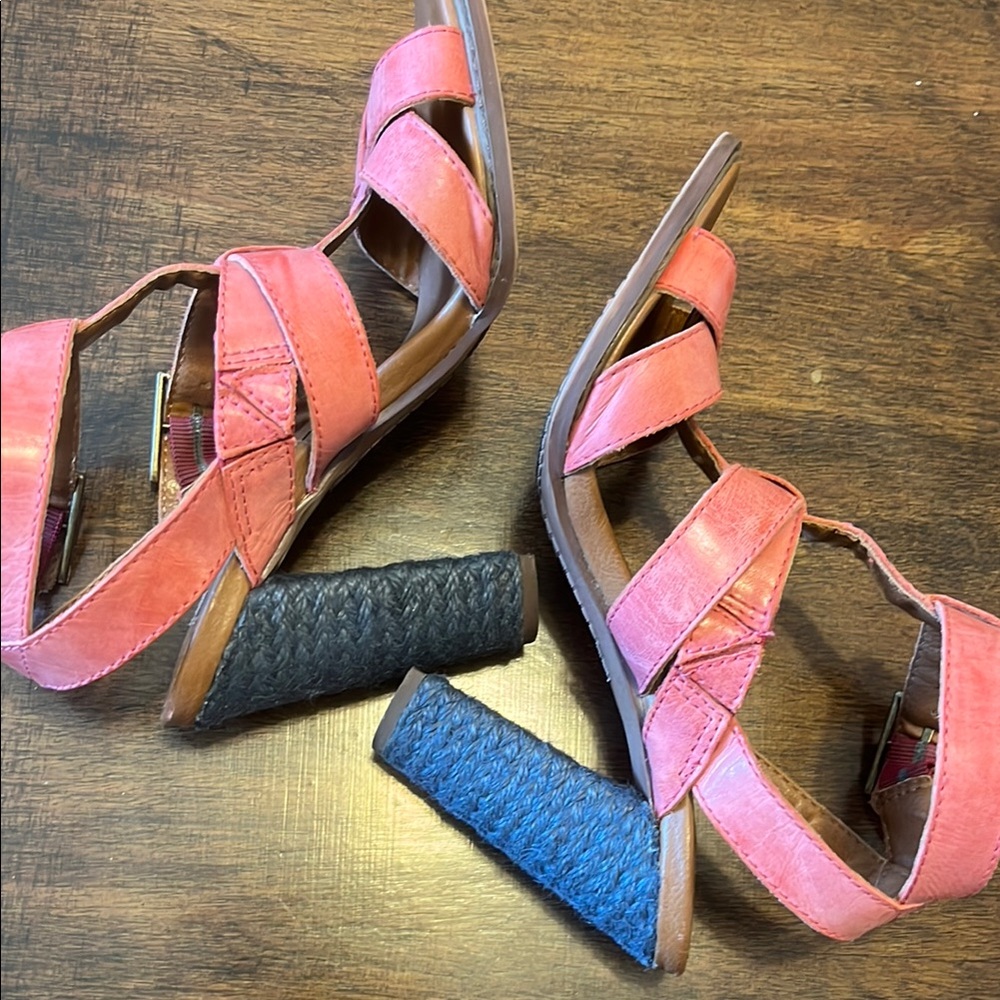 Calvin Klein Jeans Isabelle Pink and Brown Gladiator Heels - Picture 8 of 14